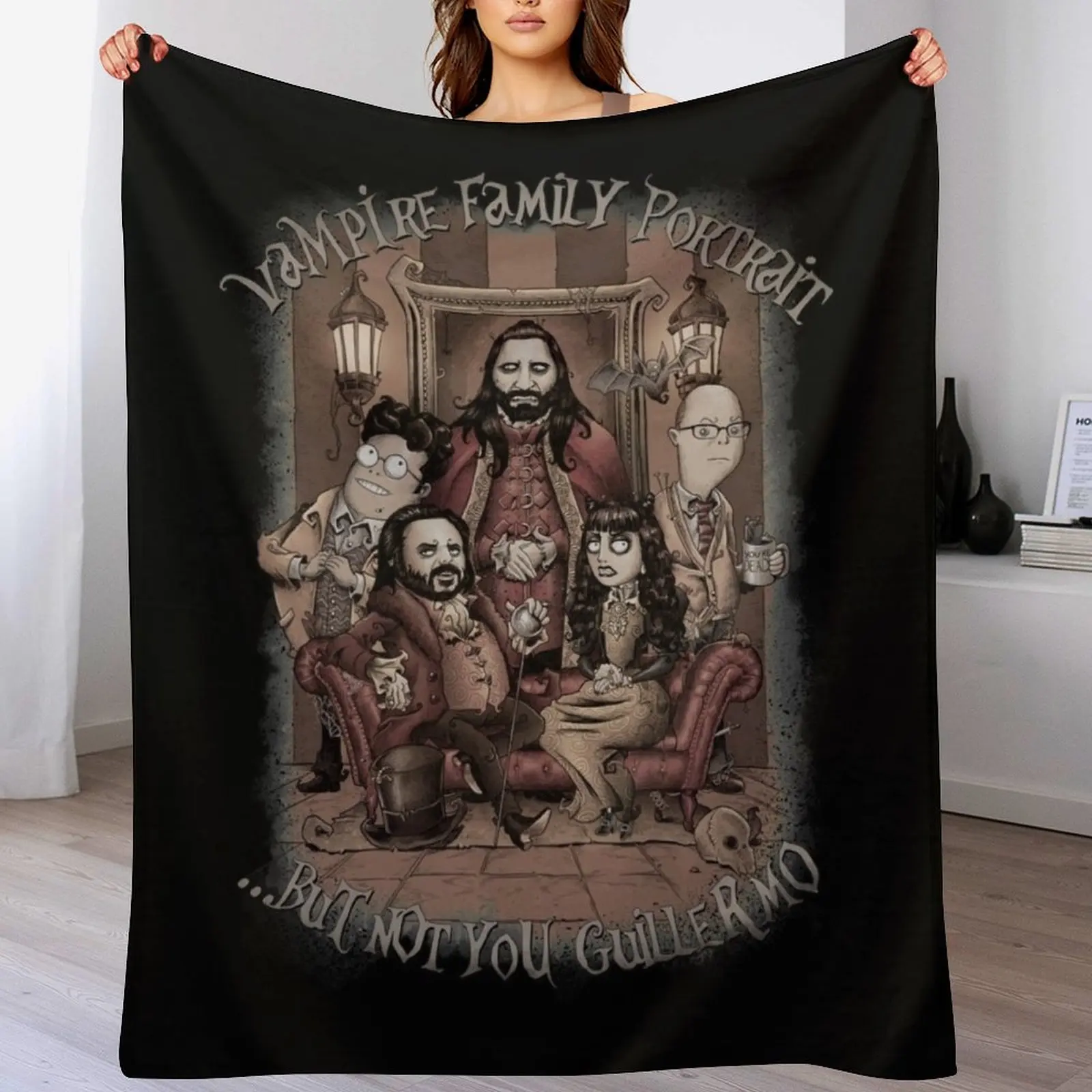 Vampire Family Portrait Throw Blanket Soft Big Loose Blankets