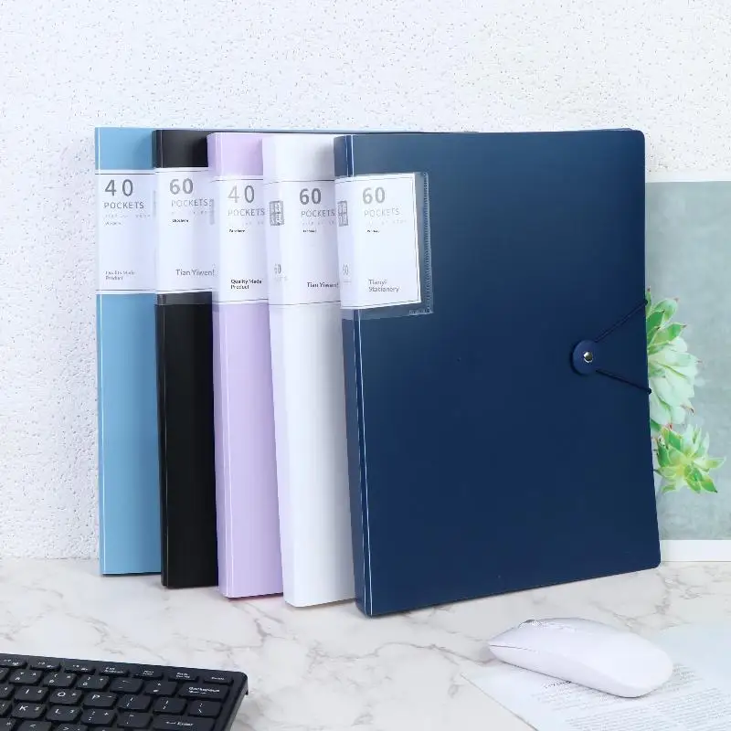 

1 Pc PP High Transparency And Waterproof Insert Brochure 40/60 Pocket A4 File Folder Suitable For A4 Size Documents And Papers