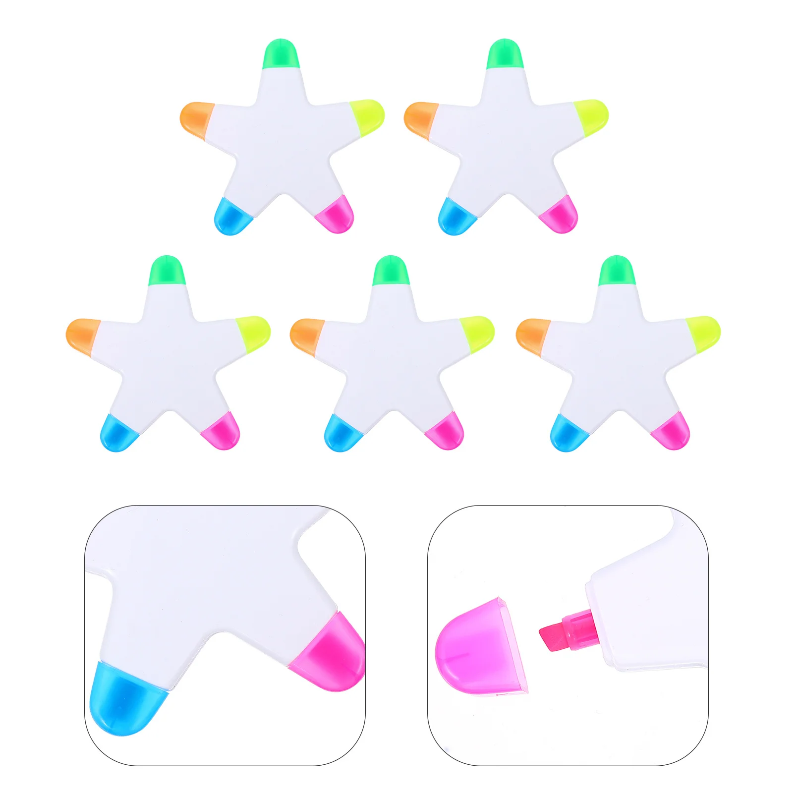 5 قطعة قلم فلورسنت على شكل نجمة لون مشرق فسفورية الكتابة السلس لا تسرب الحبر الطلاب القرطاسية الرسم الفني
