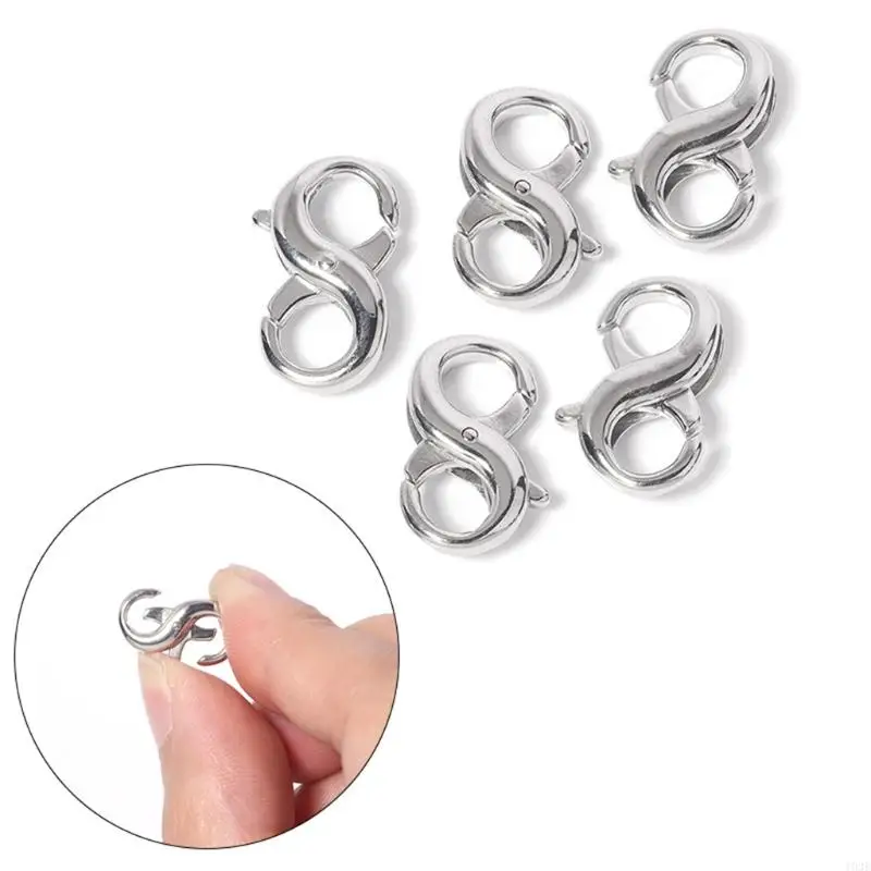 193E 3x Practical Double Opening Lobster Claw Clasps Lock Necklace Bracelet Connector with Jump Rings for DIY Jewelry Crafts