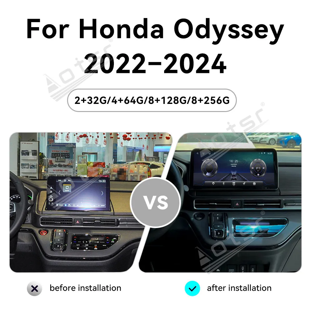 Dual Screen Android 13 For Honda Odyssey 2022 2023 2024 Car GPS Navigation Media Player Carplay Co-pilot Entertainment Head Unit