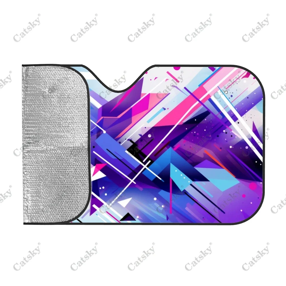 Abstract Triangles And Squares Car Windshield Sunshade, Front Auto Car Windshield Sun Shade Blocks Uv Rays Sun Visor Protector