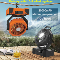 Wireless Tent Ceiling Fan Camping Fan 20000mAh Rechargeable Portable Camping Circulator Fan With LED Light And Remote Control
