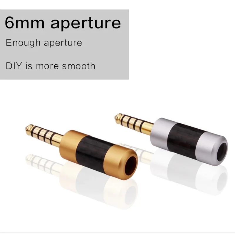 YYTCG 4.4mm 5 Pole Earphone Plug Carbon Fiber HiFi Headphone Wire Connector Metal Adapter Audio Jack Balanced Wire Connector