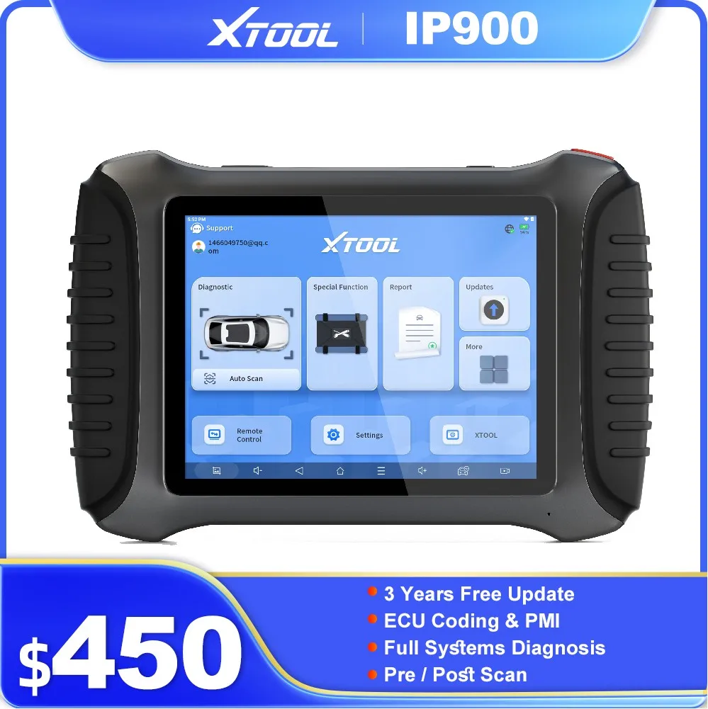 XTOOL IP900 نظام كامل أدوات تشخيص السيارات السيارات ثنائي الاتجاه الماسح الضوئي ECU الترميز 41 إعادة تعيين CANFD DOIP FCA