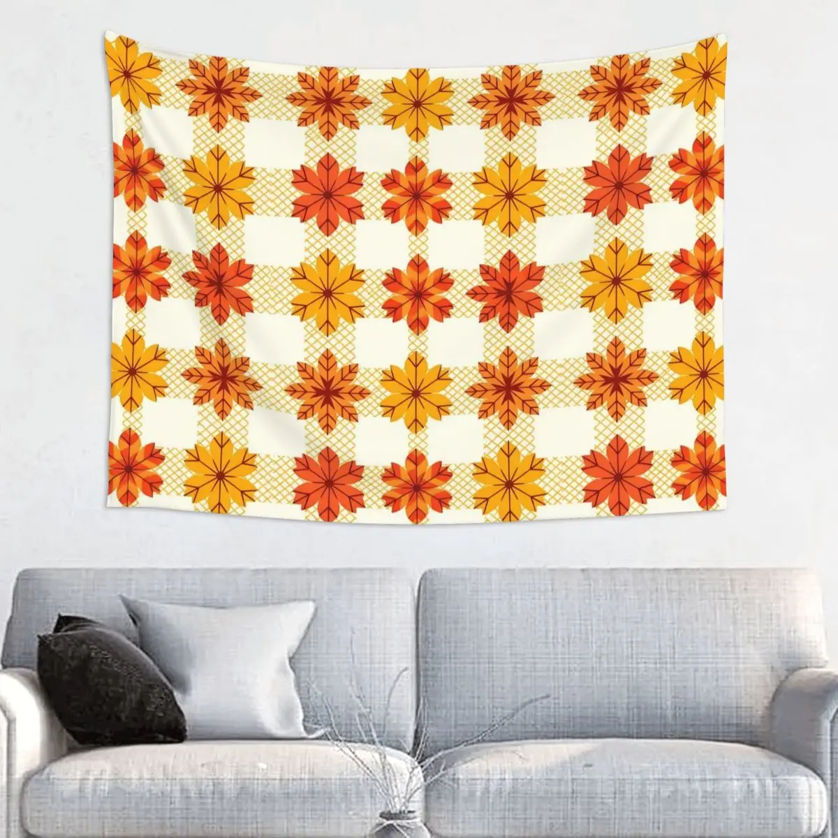 Maple Fallen Leaves Tapestry Wall Hanging Print Polyester Tapestries Autumn Leaf Fantasy Wall Blanket Room Home Decor 95x73cm