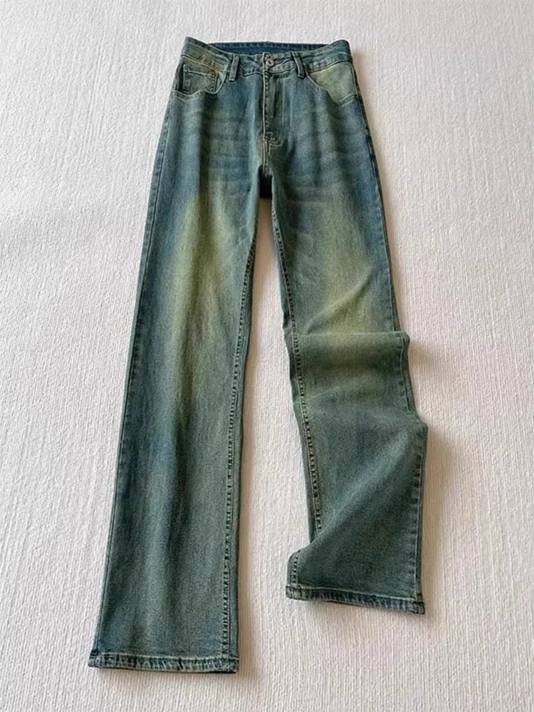 

Американские джинсы прямого кроя с высокой талией в стиле ретро, мужские удлиненные брюки-клеш, молодежные, модные, износостойкие