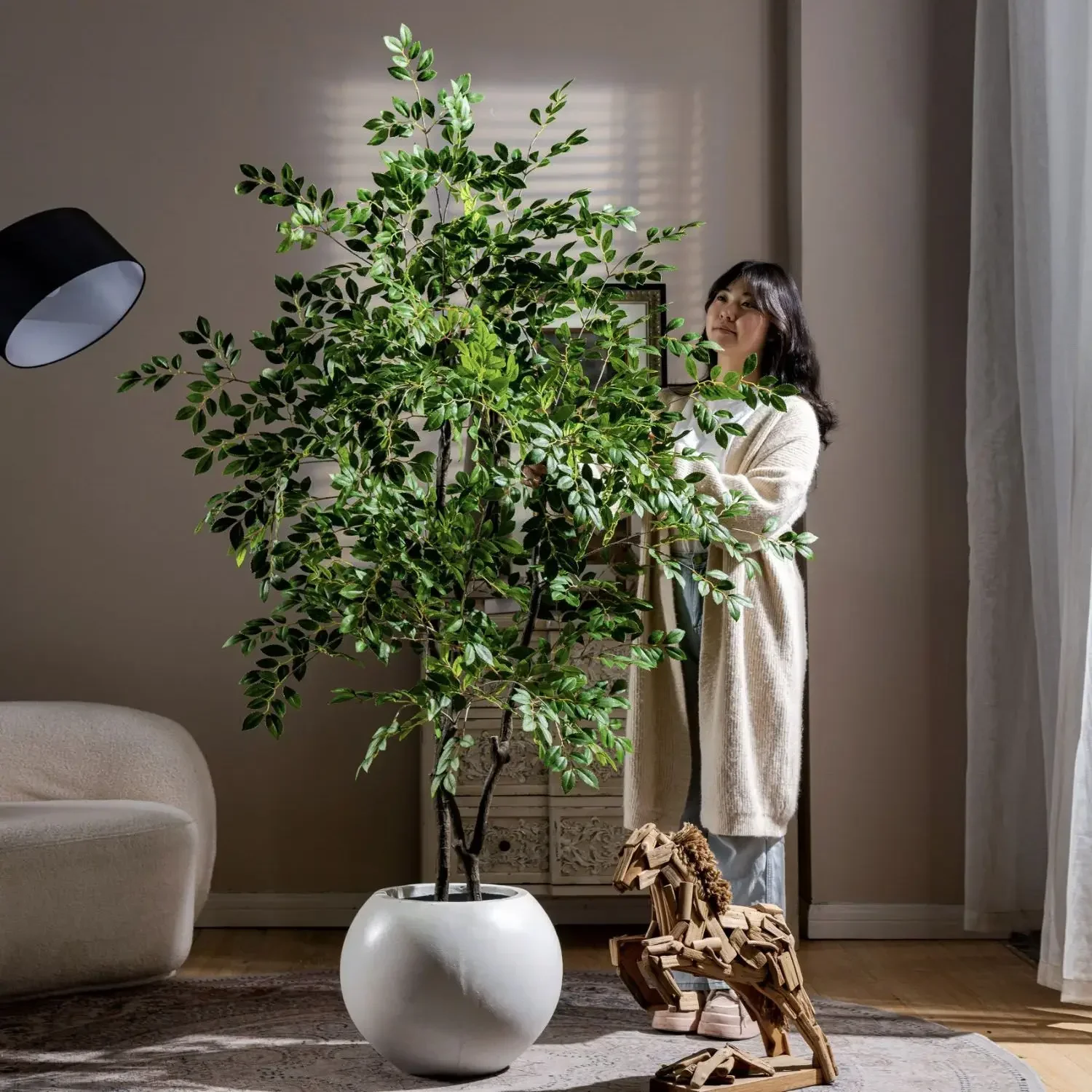 Simulation Elm Tree Money Banyan Tree Fake High-end Light Luxury Green Plant Large Plants Indoor Floor Decoration (Figurines