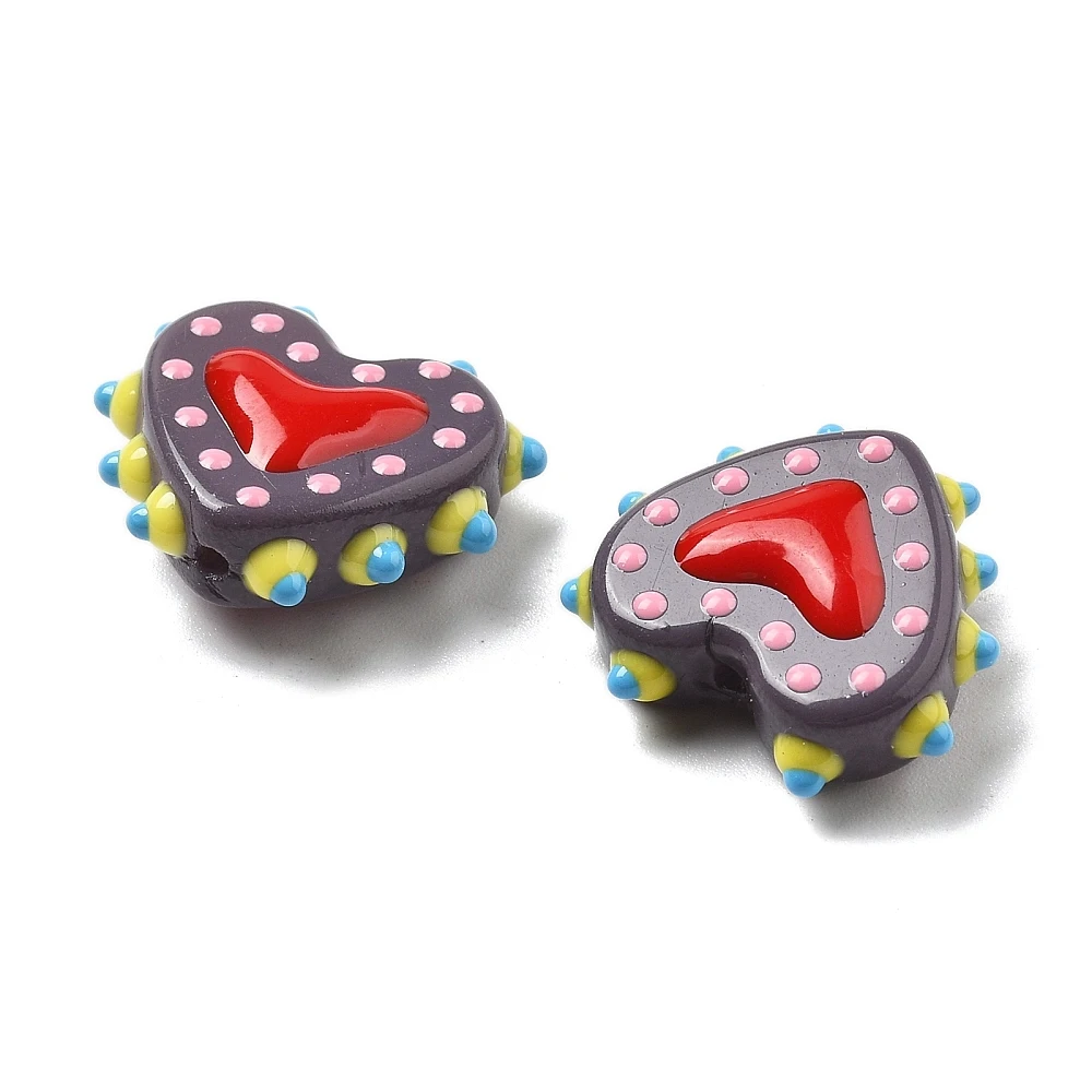 PandaHall 25 Stück Backlack-Glasperlen in Herzform, Emaille-beschichtet, 16-17x18x7mm, 1,2mm Loch für DIY Schmuck- und Halskettenherstellung – Detail 7