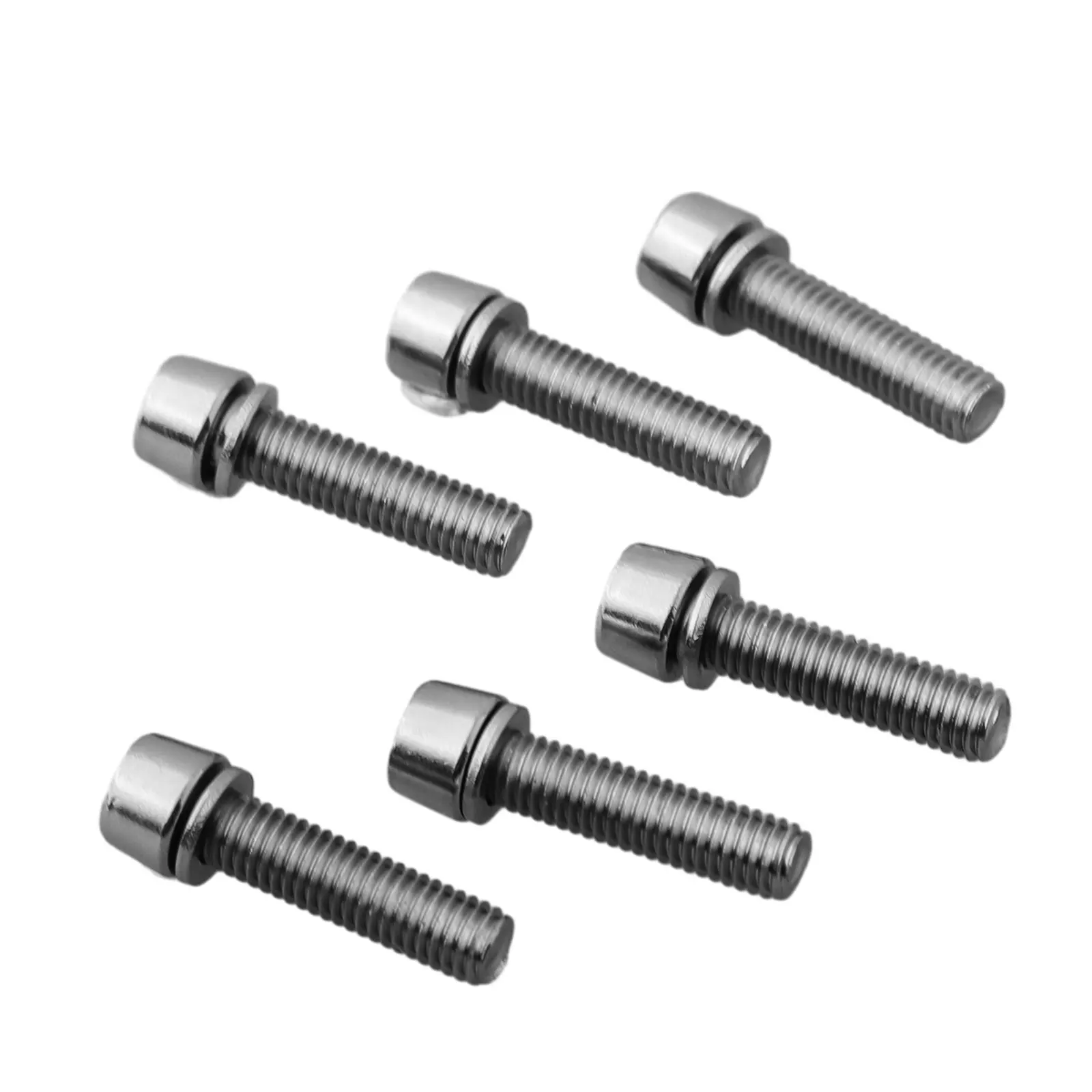 Bike Stem Bolts 6PCS M5 Stem Bolts Screws Stainless Steel Bike Stem Parts With Washer For MTB Road Bikes Black High-Precision