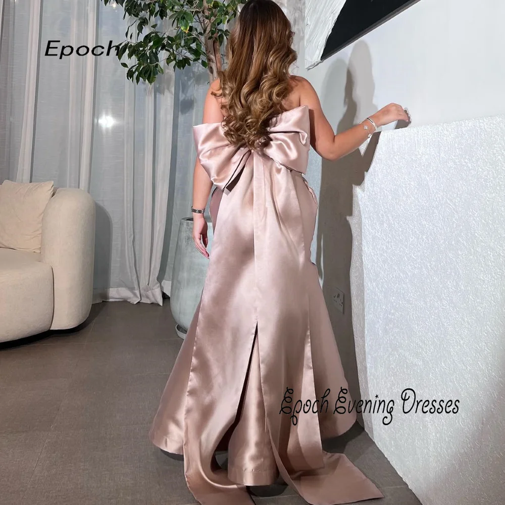 Epoch abito da sera tromba elegante manica in pizzo Custom Made muslimags raffainer Sexy senza spalline fiocco rosa abito da ballo Arabia donna 2024