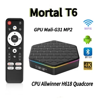 Android12  Mortal T6 Smart TV Box Global Version Streaming Media Player WIFI6 Bluetooth 5.0 4K HDR10+ Allwinner H618 Quadcore