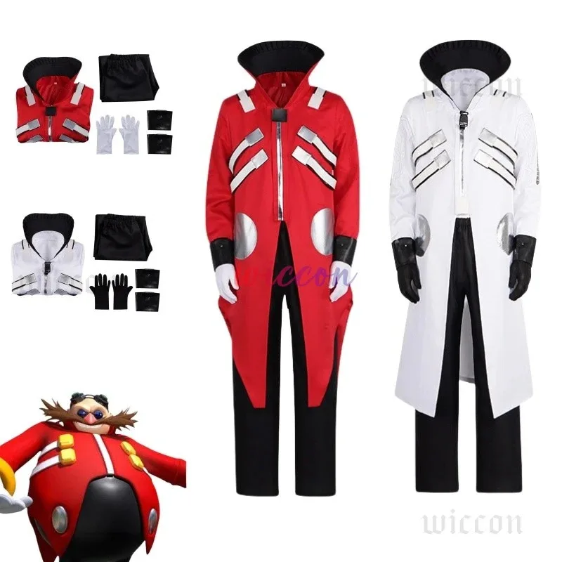 

Anime Hedgehog 2 Dr Eggman Cosplay Jacket Pants Costume Men Ivo Robotnik Trench Uniform Gloves Party Clothes
