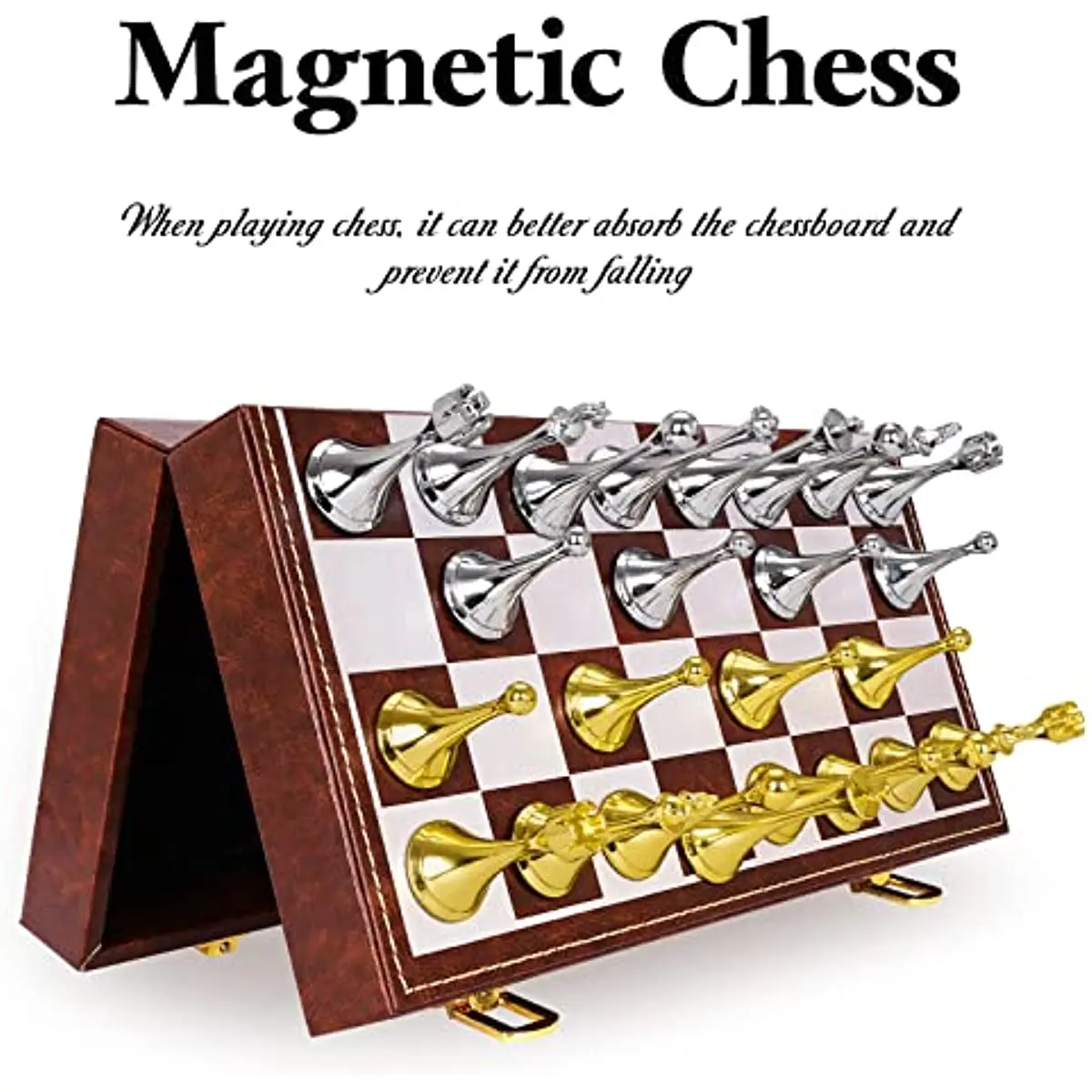 30cm Magnetic Metal Chess Sets Adults Kids Magnetic  Storage Portable Travel Folding Leather Chess Board Metal Staunton Chess