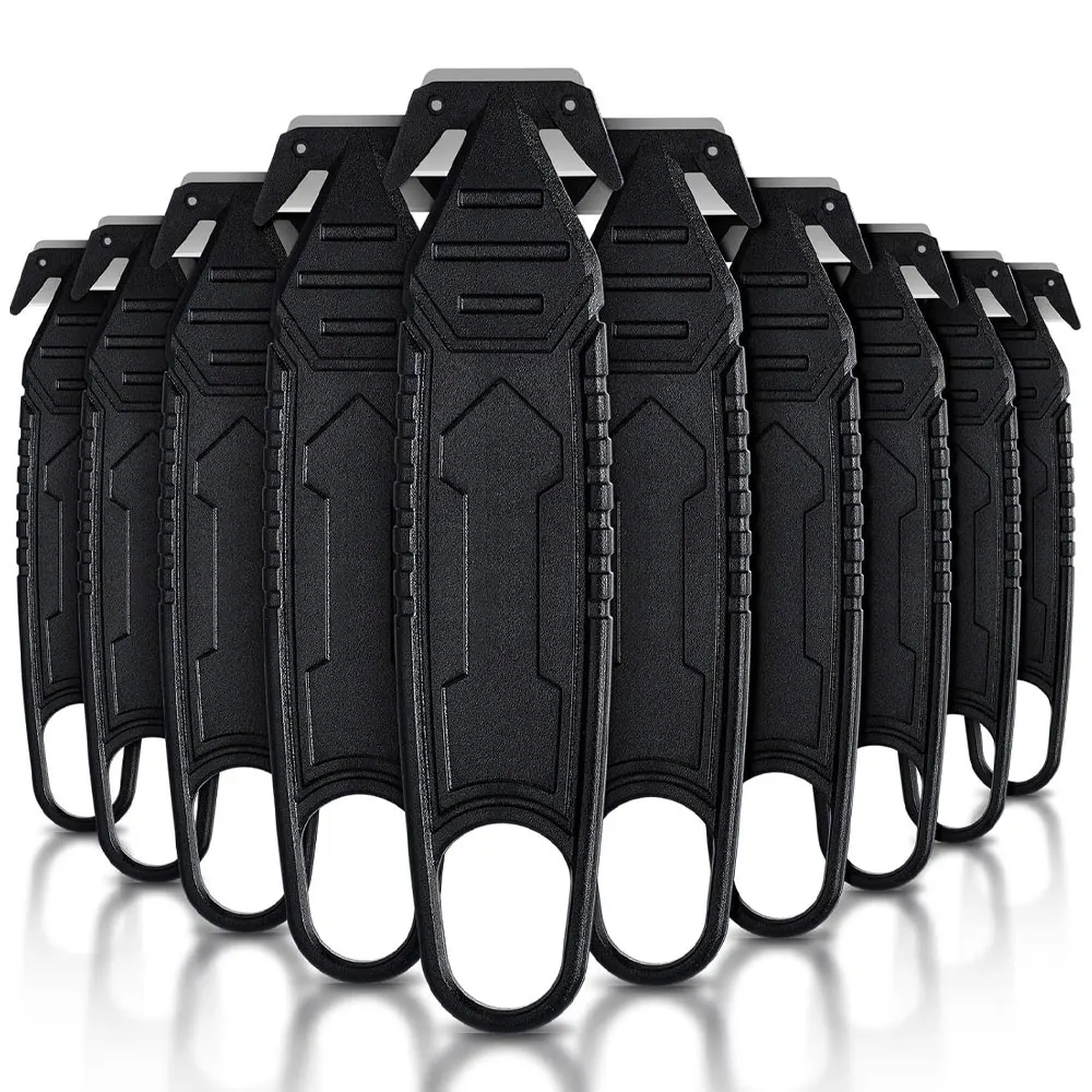 10-Pack Stainless Steel Concealed Blade Safety Box Openers, Practical Tools for Cardboard Packaging, Cable Ties, and Cling Film.