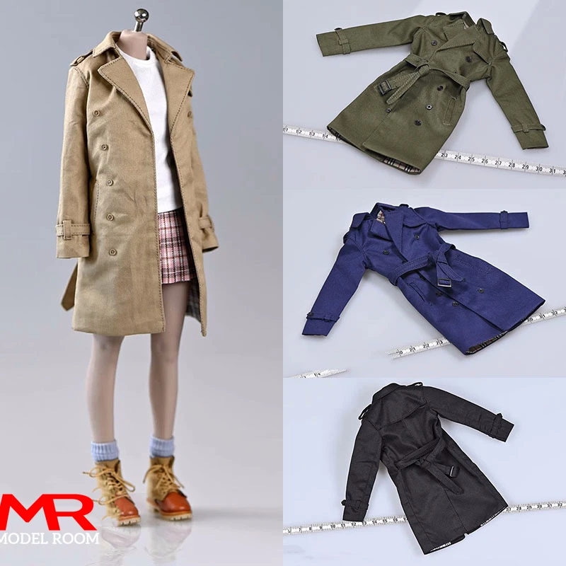 

1/6 Scale Female British Retro Long Windbreaker Jacket Clothes Model Fit 12'' Soldier Action Figure Body Dolls