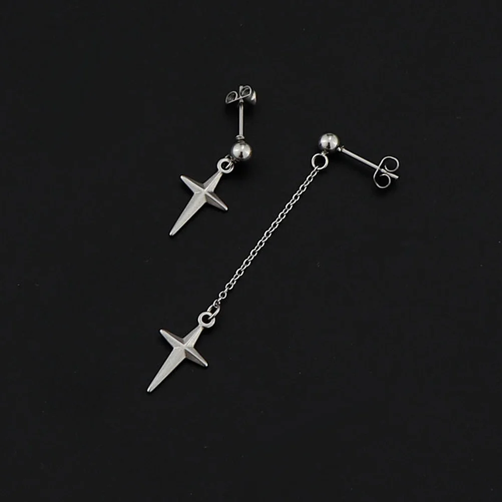 

1Pair Stainless Steel Asymmetric Earrings Cross Shaped Ear Drop Fashion Jewelry Party Gift Elegant Women Danglers Simple Design
