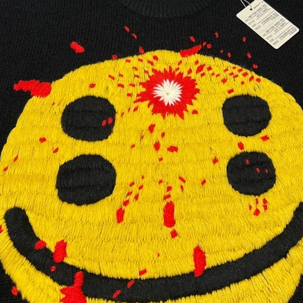 Black Oversized SAINT MICHAEL Men's Sweater Heavy Industry Embroidery Top Quality Cactus Jack CPFM Pullovers