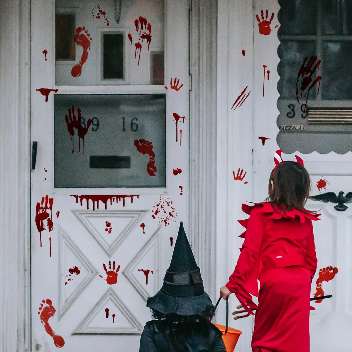 Halloween Blood handprint footprints decoration wall paste window paste living room bedroom background home decoration stickers