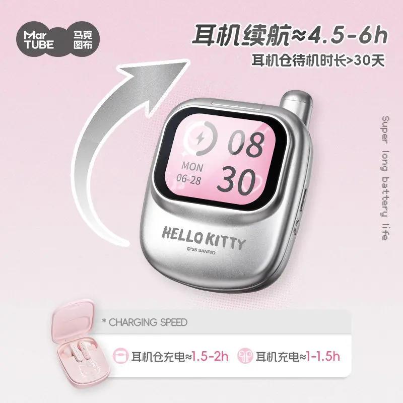 Martube Sanrio Hello Kitty Screen Display Smart Bluetooth Earbuds In-Ear Hi-Fi Sound Noise Cancelling Headset Birthday Toy Gift view 6