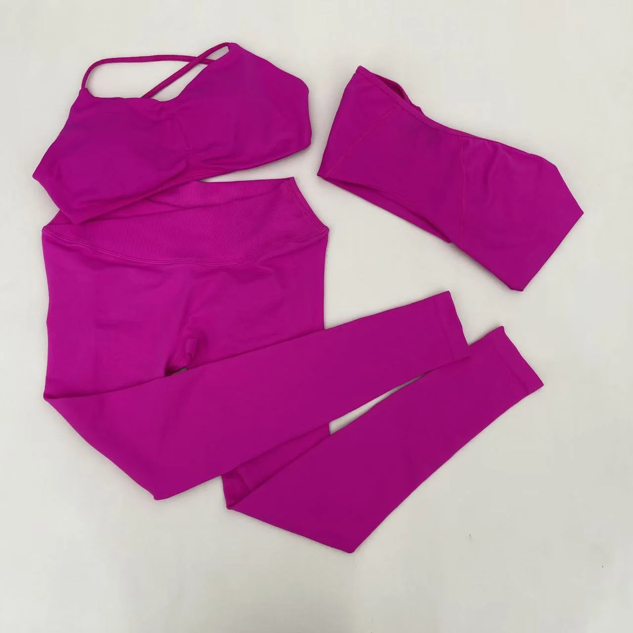 Yoga Vision Shrug 3 Pieces Top Leggings Gym Set Women's Seamless High Elastic Longline Vest Buttock lift Exercise Shorts Set - Image 5