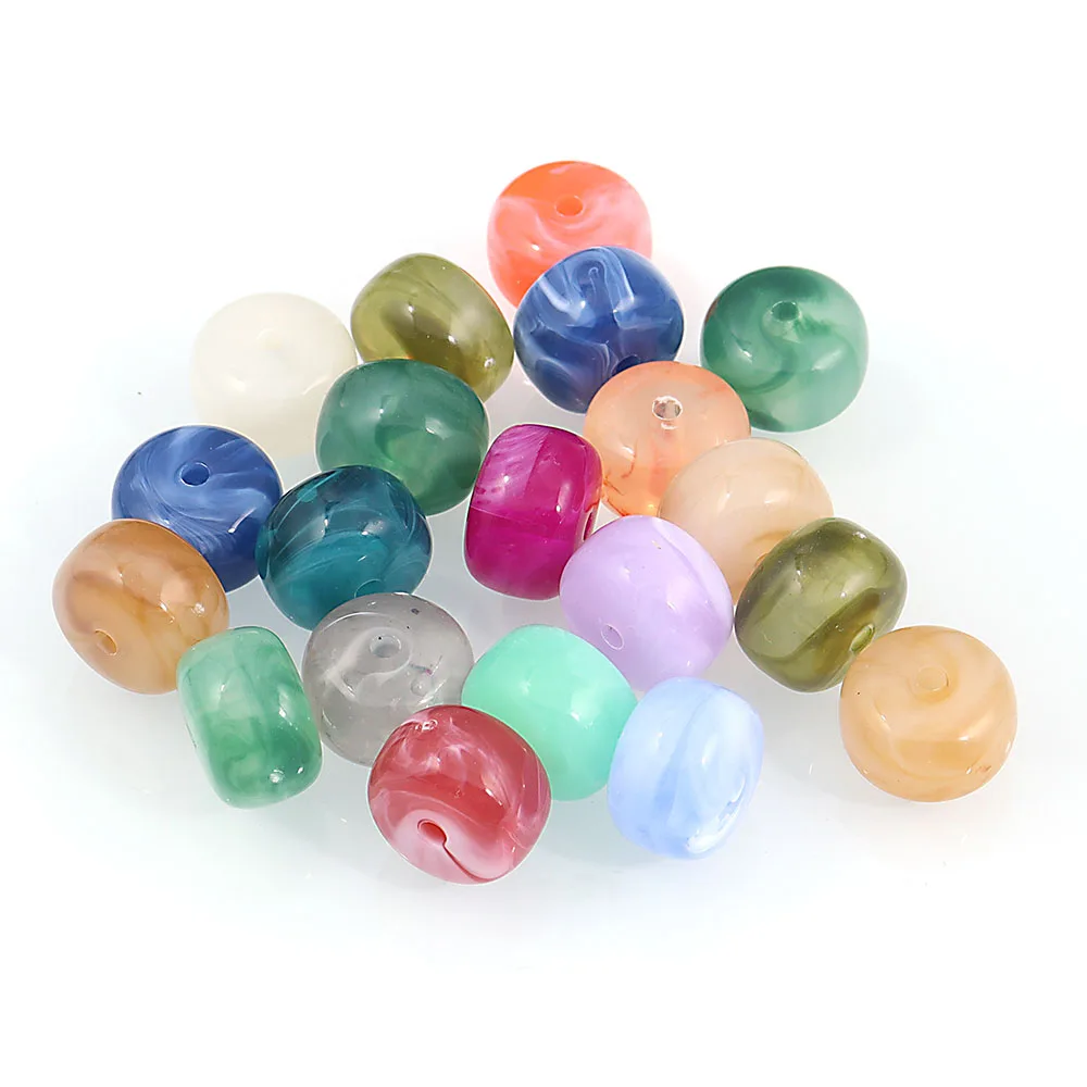 40 Pcs 9*15 MM Double Color Acrylic Plain Roundelle Flat Round Spacers Loose Abacus Beads For Diy Jewelry Making Accessories