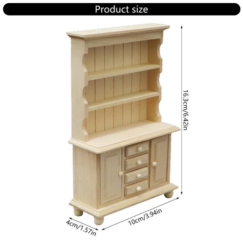 Bibliothèque Miniature en bois robuste, échelle 1/12, meubles maison poupée, armoire à trois niveaux pour faire semblant