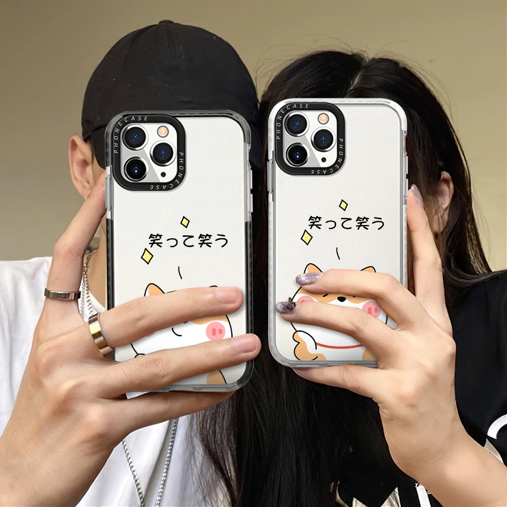 Cute Akita Dog Phone Case for iPhone 14 13 Pro Max Mini XR XSMax 7 8 Plus SE 12 11  Soft TPU Transparent Protection Back Cover