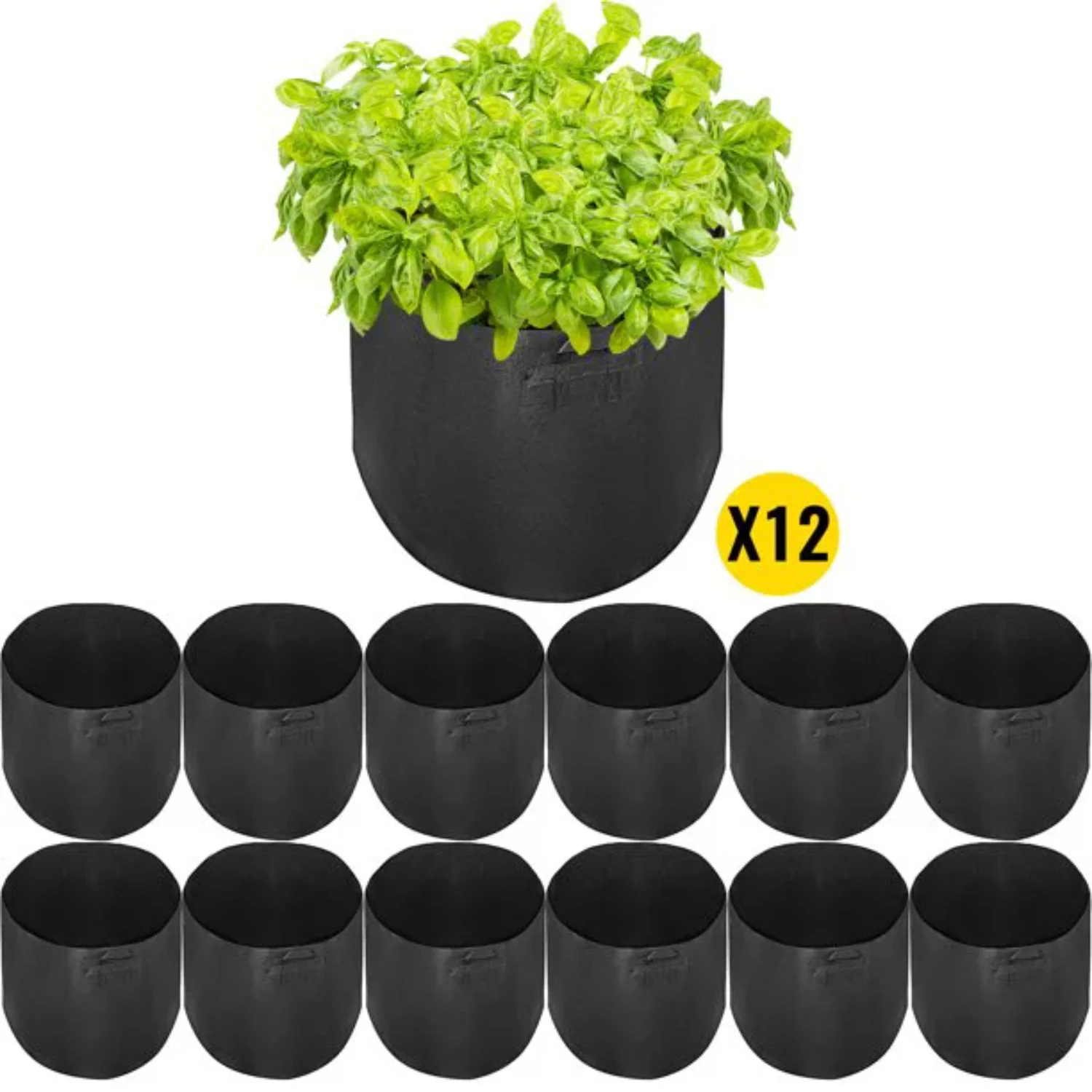 

12 Pack Fabric Plant Grow Bag Big Size 45 Gallon Round Garden Grow Bag Plant Container for Garden Planting Washable and Reusable