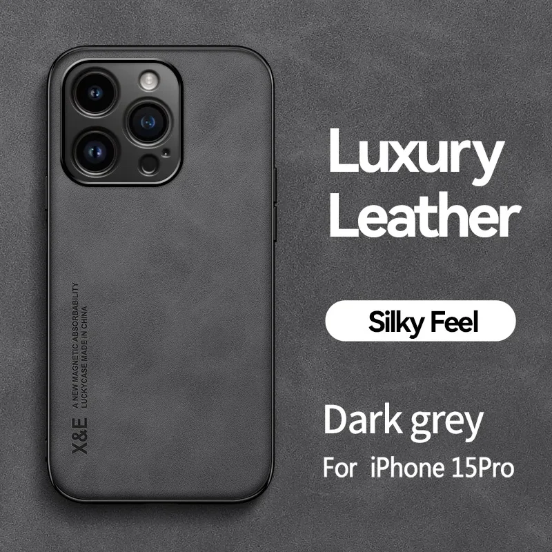 Sheepskin Leather Magnetic Holder Case for IPhone 15 14 13 12 11 Pro Max 13 Mini XR XS 8 7 Plus Shockproof Matte Slim Soft Cover image 3
