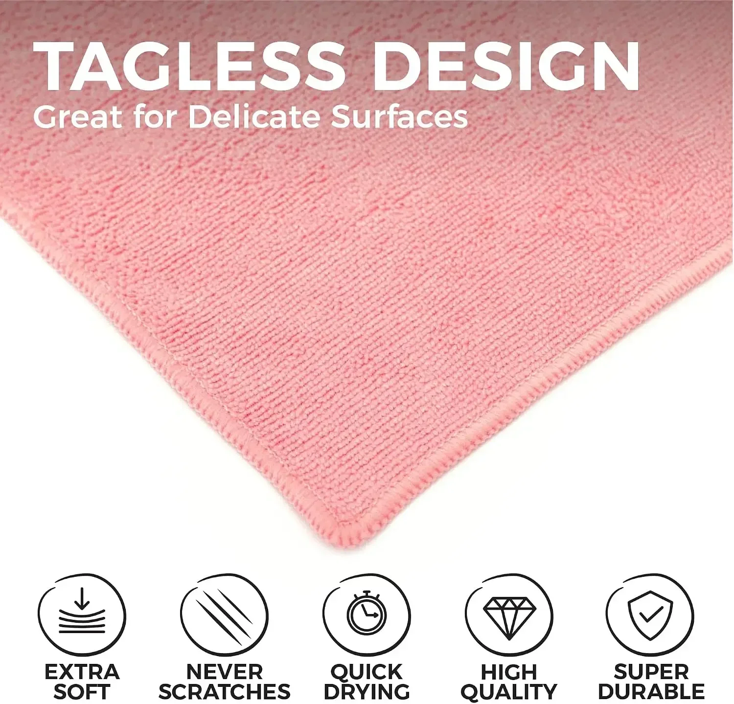 The Rag Company - All-Purpose Microfiber Terry Cleaning Towels - Commercial Grade, Highly Absorbent, Lint-Free, Streak-Free, Kitchens, Bathrooms, Offices, 300gsm, 12in x 12in, Pink (12-Pack)