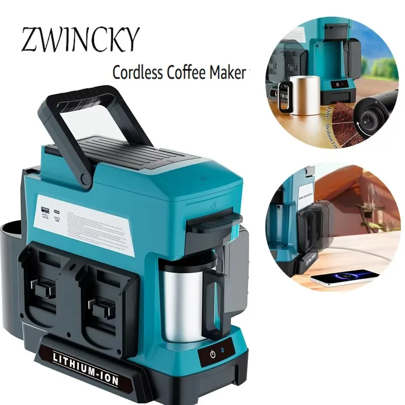 Cordless Coffee Maker Portable Single Serve Coffee Makers For Makita/Milwaukee/Dewal/Bosch/Ryobi,18V Battery (No Battery)