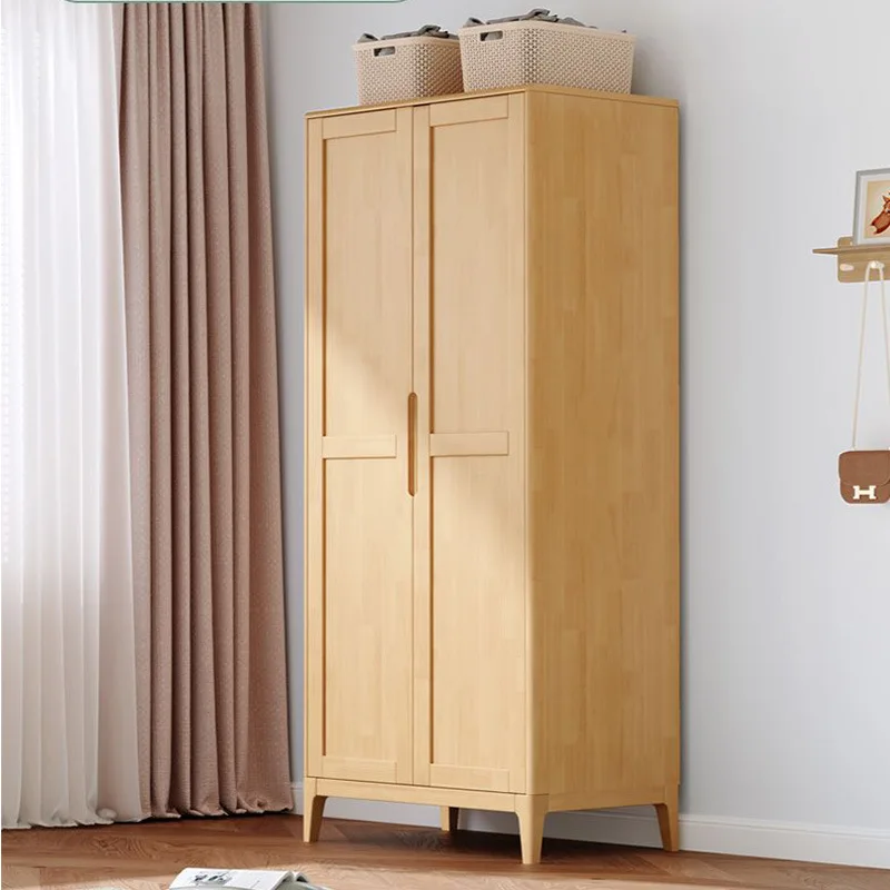 Nordic solid wood wardrobe 234 doors wooden locker storage swing door small apartment rental house household wardrobe