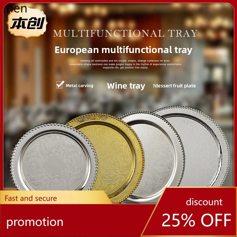 

YFY gold iron dessert table decorations display plate cake tray european style afternoon tea plate cold dinner tea break table