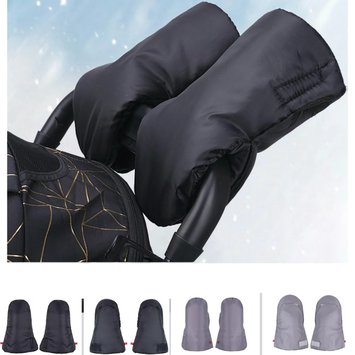 Baby Stroller Gloves Waterproof Warm Winter Antifreeze Mittens Hand Cover Buggy Cart Muff Glove Stroller Accessories 2 Pieces