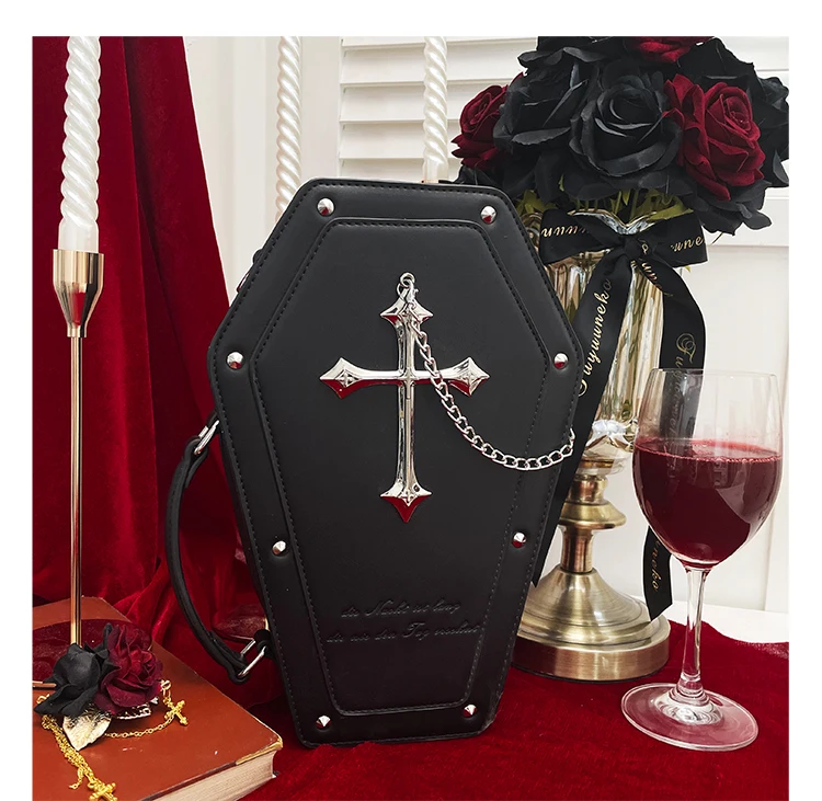 Gothic Style Punk Silver Moon Cross Transparent Ita Bag 20cm Shown Itabag Lolita Storage Box Shoulder Bag Lady Handbag