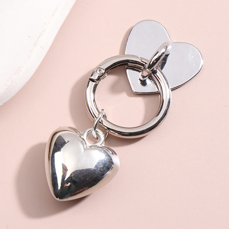 Love Heart Plating Pendant Mobile Phone Charms Strap Sweet Girl Keychain Pendant Cell Phone Lanyard Keyring Decor Accessories