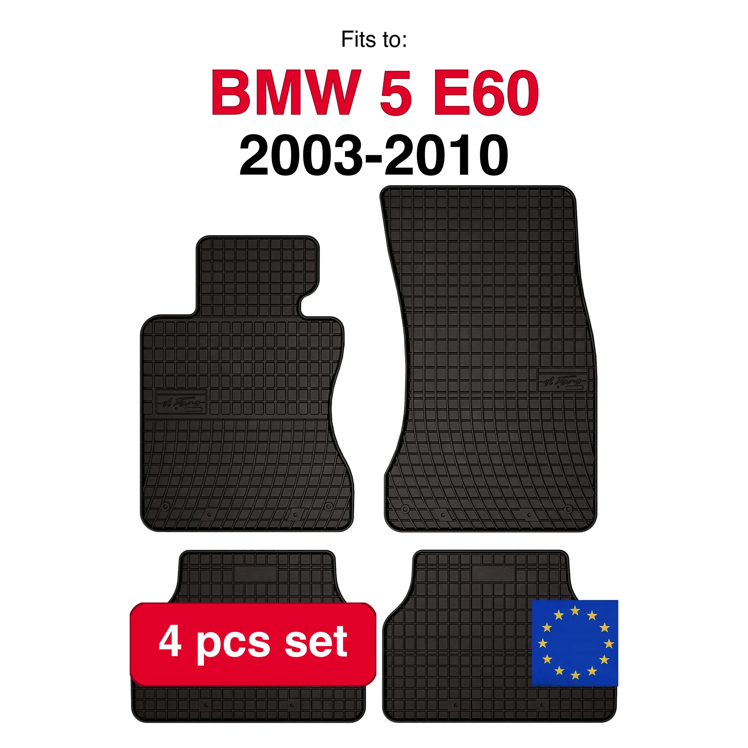 Rubberen automatten voor BMW 5 E60 sedan (2003-2010) - Zwart passend (4 stuks)