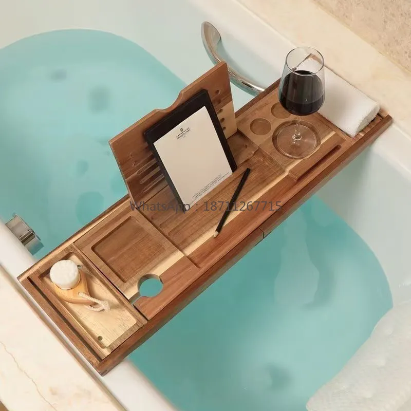 European bathtub rack Bamboo wood bathtub bath mildew-proof toilet Multifunctional bathroom Mobile phone storage Bathtub rack