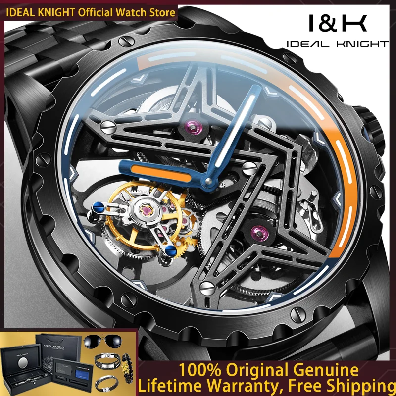 

Часы IDEAL KNIGHT 6803 Tourbillon: Крутые роскошные часы серии Great Wall, полностью прозрачные, с открытым механизмом, мужские, полностью автоматические, механические.