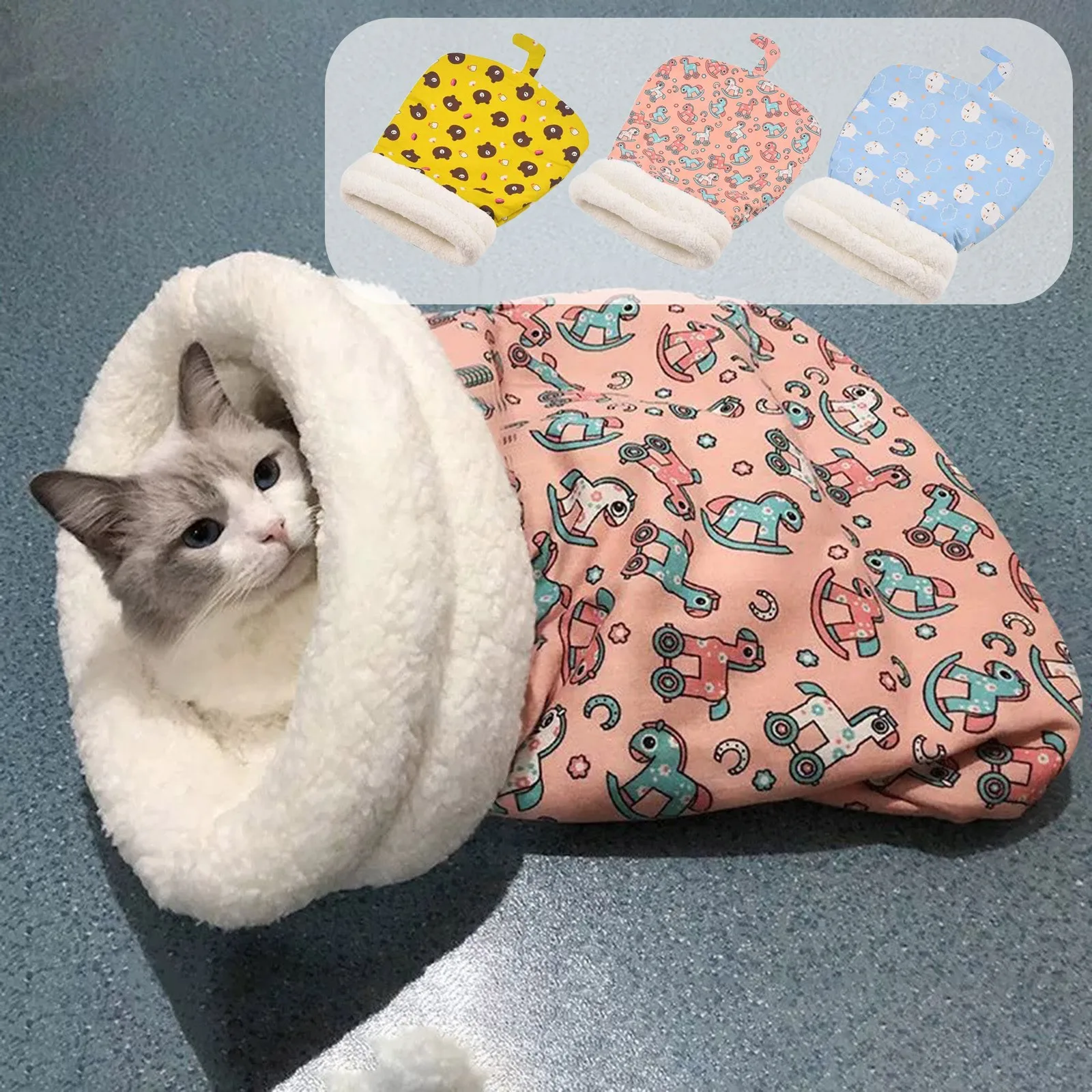 Cozy Cat Winter Sleeping Bag Soft H Cat Bag Self Warming Cat Bed Cat Tunnel Cat Calming Sleeping Bag Pet Nests Room Decor