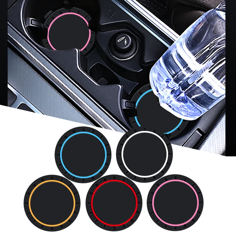 2Pcs Universal Car Cup Holder Coaster  Anti Slip Silicone Cup Mat Waterproof Auto Interior Accessories for Car SUV Truck