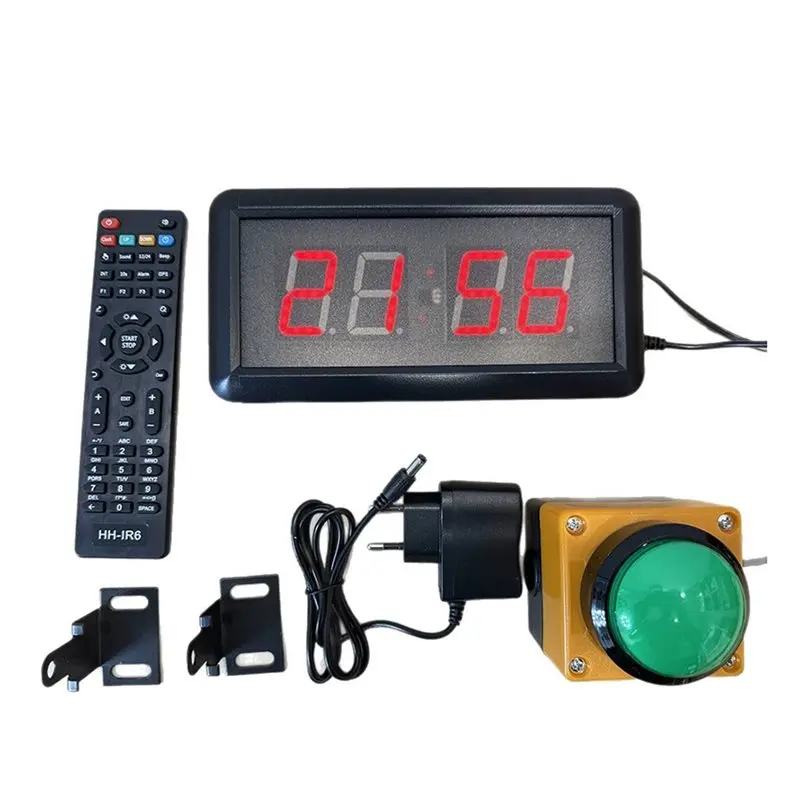 

Hot-Countdown LED Stopwatch Digital Wall Clock EU Plug With Button Remote Control, Reset To Race Timer