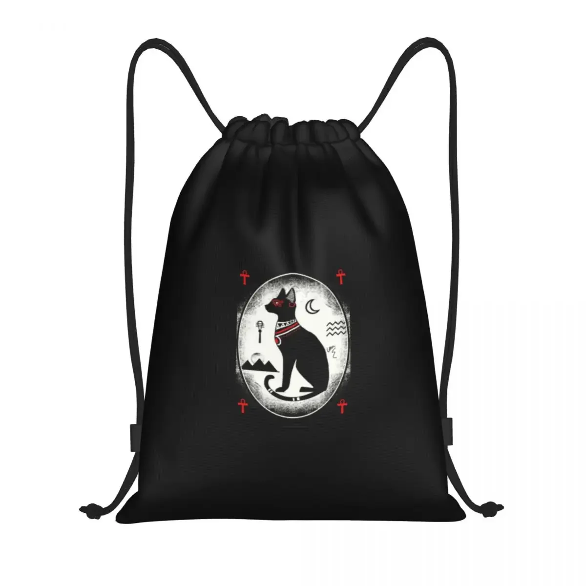 Egpyt Bastet Cat Drawstring Backpack Women Men Sport Gym Sackpack Foldable Ancient Egyptian Goddess Training Bag Sack