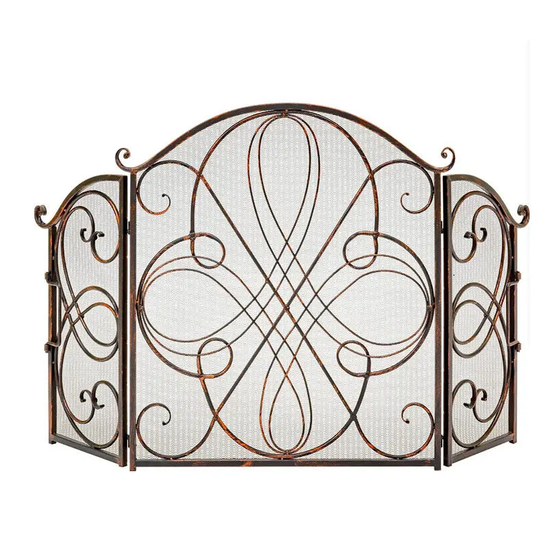 European folding decoration old antique wrought iron fireplace screen partition new home living room fireplace door free shippin