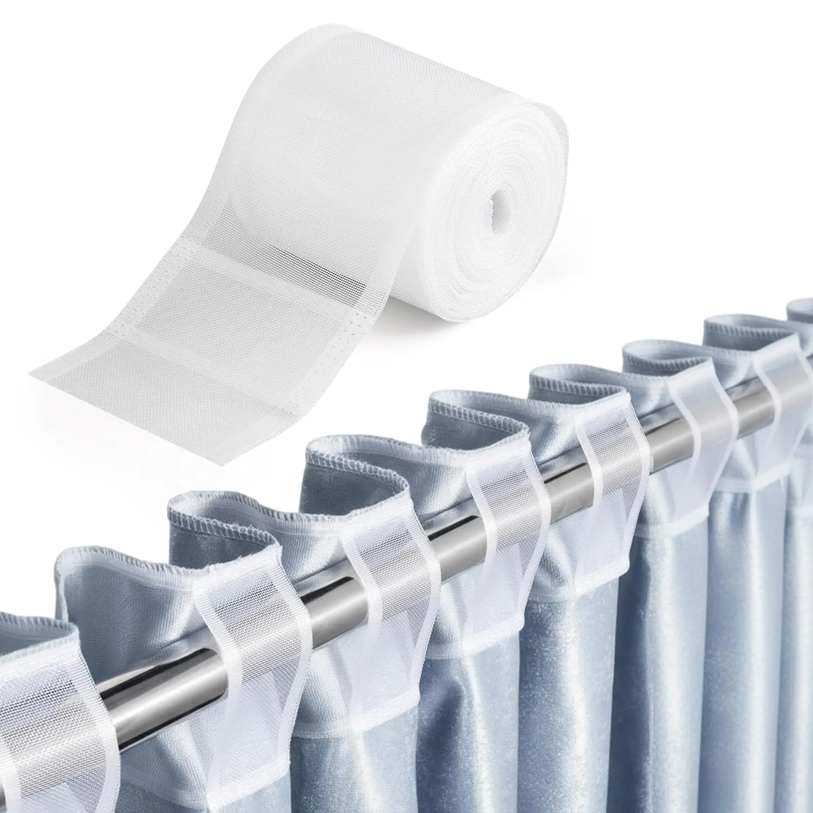 Translucent Pleated Curtain Rod Tape 10cm Wide White Curtain Pleating Sewing Heading Tape Curtain Accessory for Home Decor