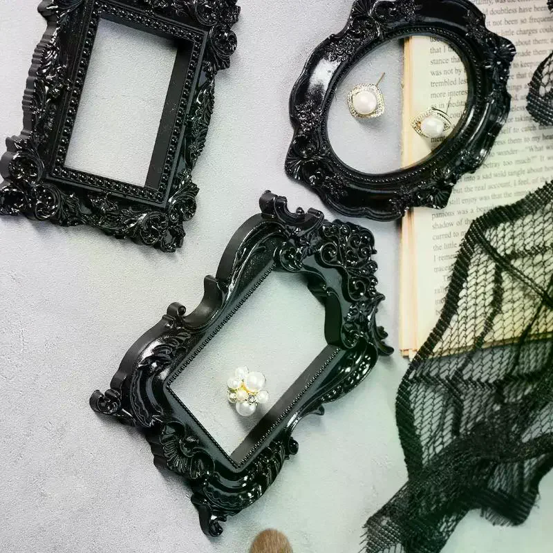 European-style Resin Material Black-edged Prop Photo Frame, DIY Wall Decoration, Suitable For  Props 1Pcs