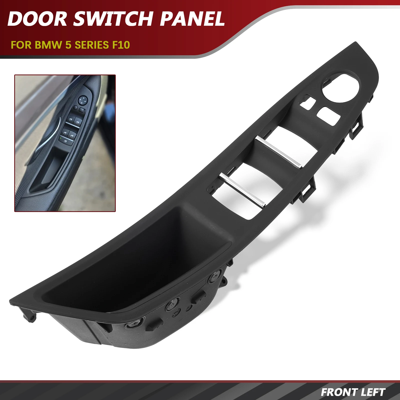 Left Hand Driver Side For BMW 5 series F10 F11 2010-2017 Black Car Interior Inner Door Handle Panel Pull Trim Cover 51417225873