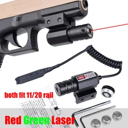 Mini mira láser roja y verde con soporte de riel ajustable de 11mm y 20mm para G17 G19 AR15 M4 con mira de pistola para Rifle de caza de 635-655nm