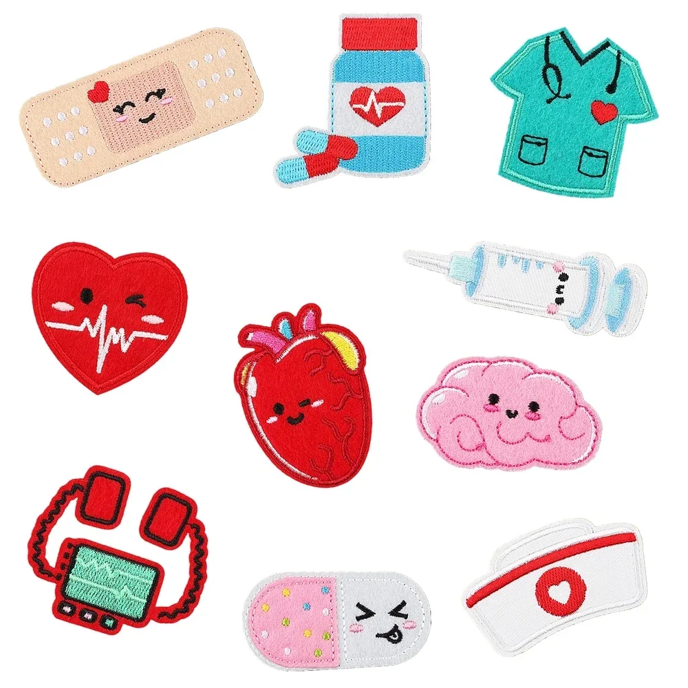 Embroidered Patch Iron On Patches for Clothing Pocket Heart Clothes Stickers Fabric Sewing Thermal Adhesive Applique Fusible